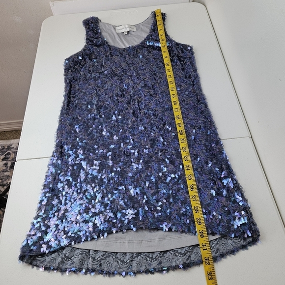 Dress The Population Leah Sequin Blue Iridescent Mini Dress XS - Picture 9 of 10